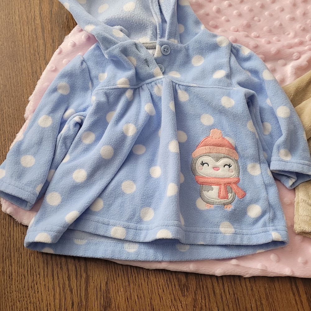 Cute Blue Polka Dot Penguin Hoodie